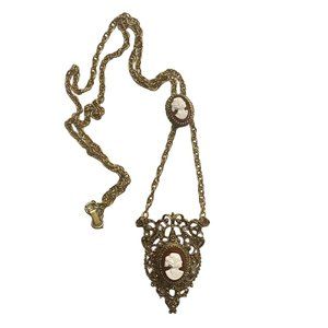 Vintage Victorian Brass Couple Necklace